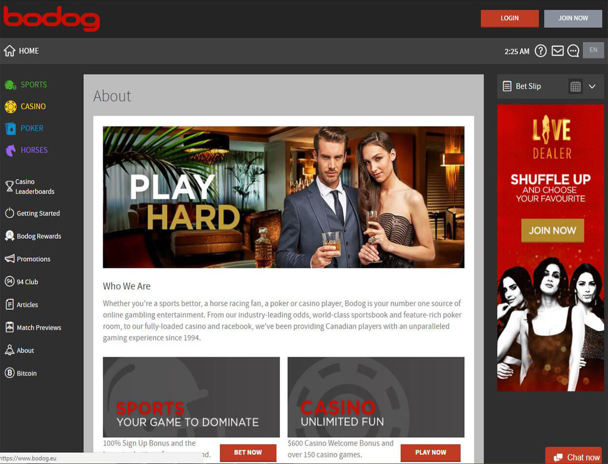 Bodog Casino Screenshot 1