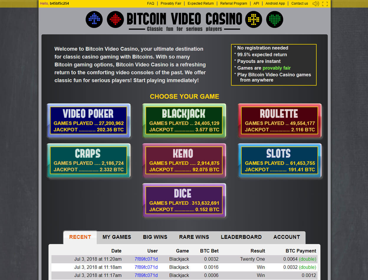 Bitcoin Video Casino Screenshot 1