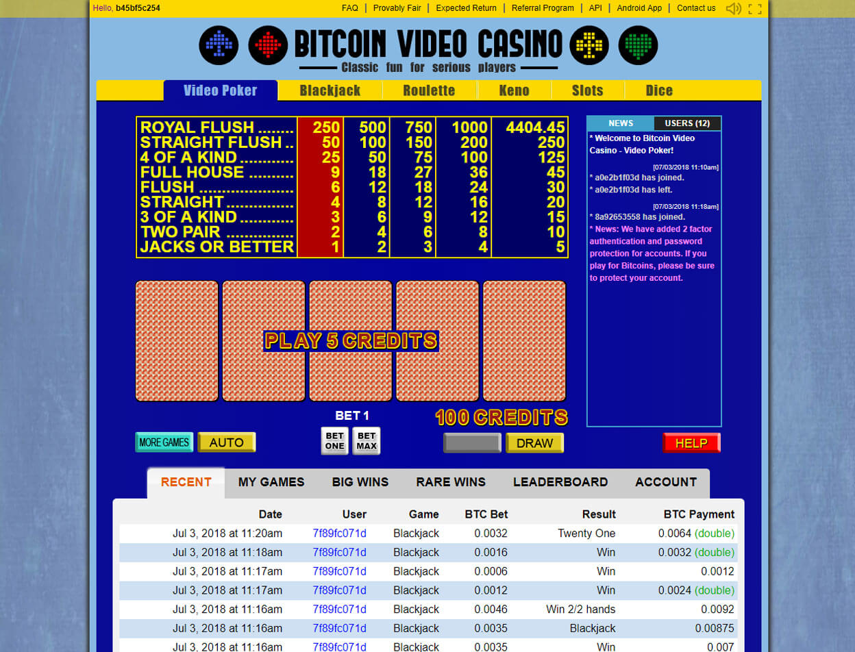 Bitcoin Video Casino Screenshot 3