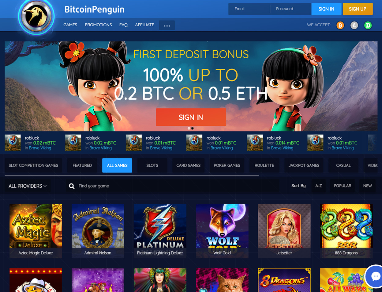 BitcoinPenguin Casino Screenshot 1