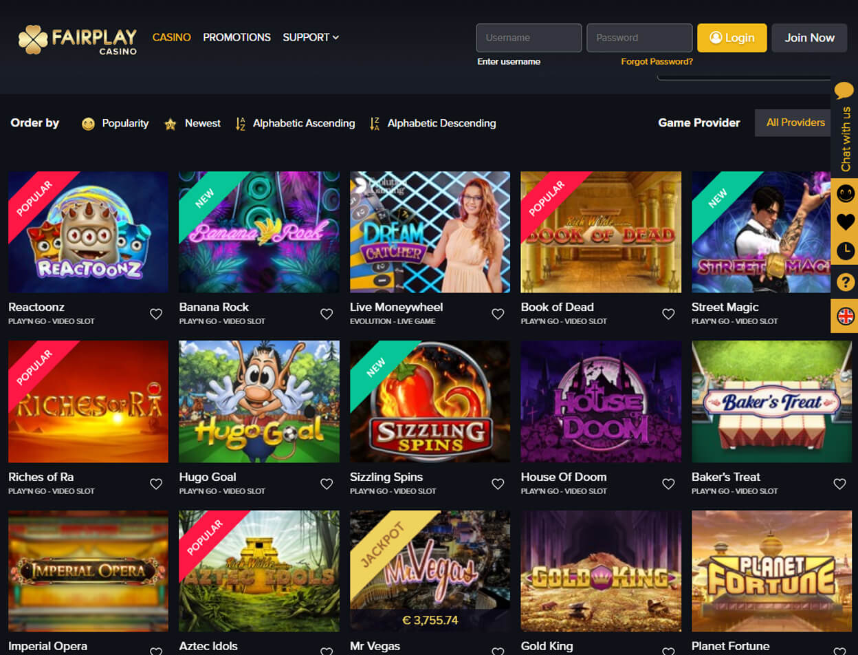 Fairplay Casino Screenshot 3