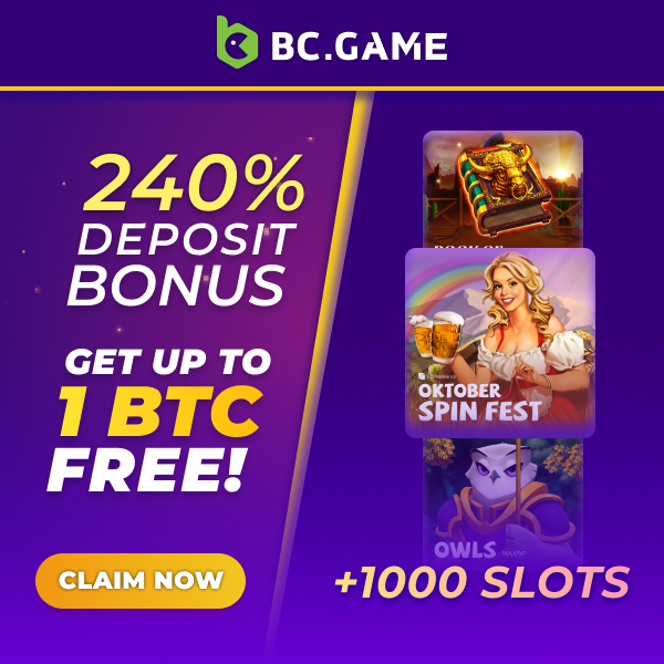 240% Deposit Bonus - Get up to 1 BTC Free!